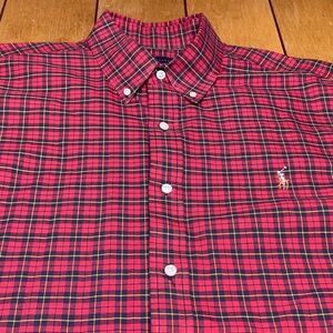 Polo Ralph Lauren Classic Fit Plaid Oxford Shirt XL Flesh Pony Button Down